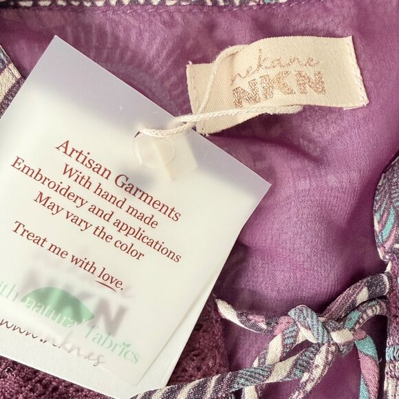 Handmade NKN By Nekane Artisan Tunic Dress With Embroidery & Lace Details, S - Picture 3 of 5